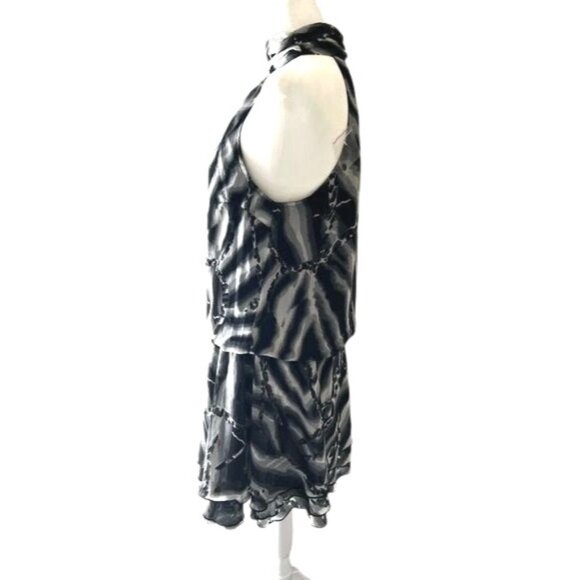 Venus Zebra Print Collar Halter Drop Waist Sleeveless Mini Dress US Size 6 - Picture 6 of 10